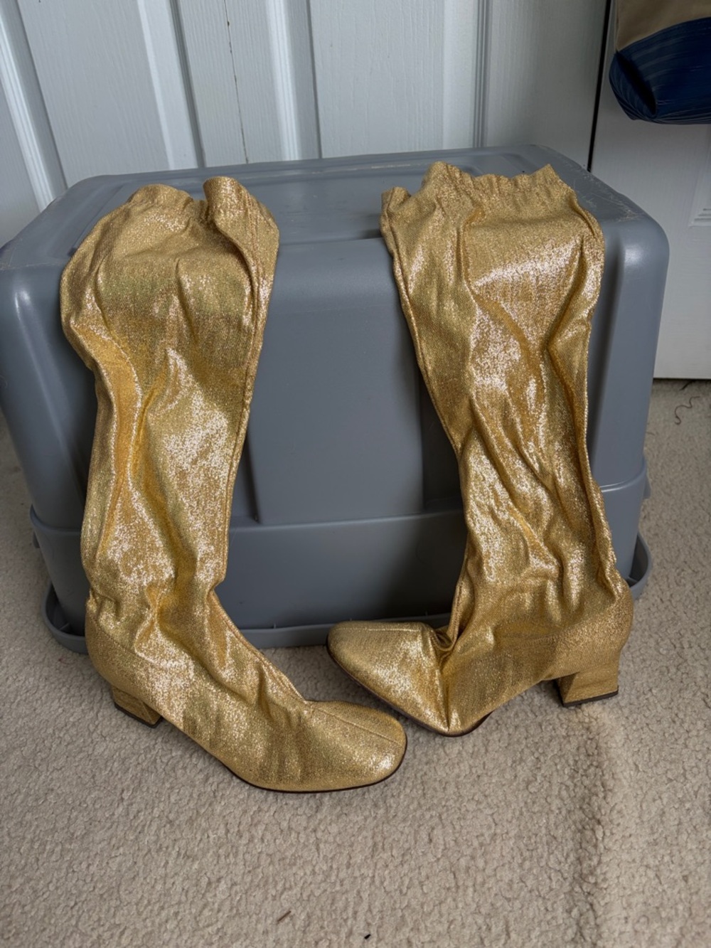 VINTAGE Shimmery Gold Over-the-Knee Boots